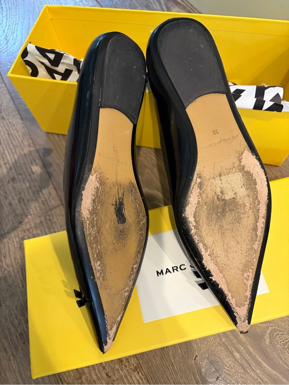 Marc Jacobs Kiki Black Patent Pointed-Toe Flats